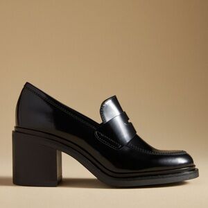 Anthropologie Black Chunky Heel Loafers *NEVER WORN*